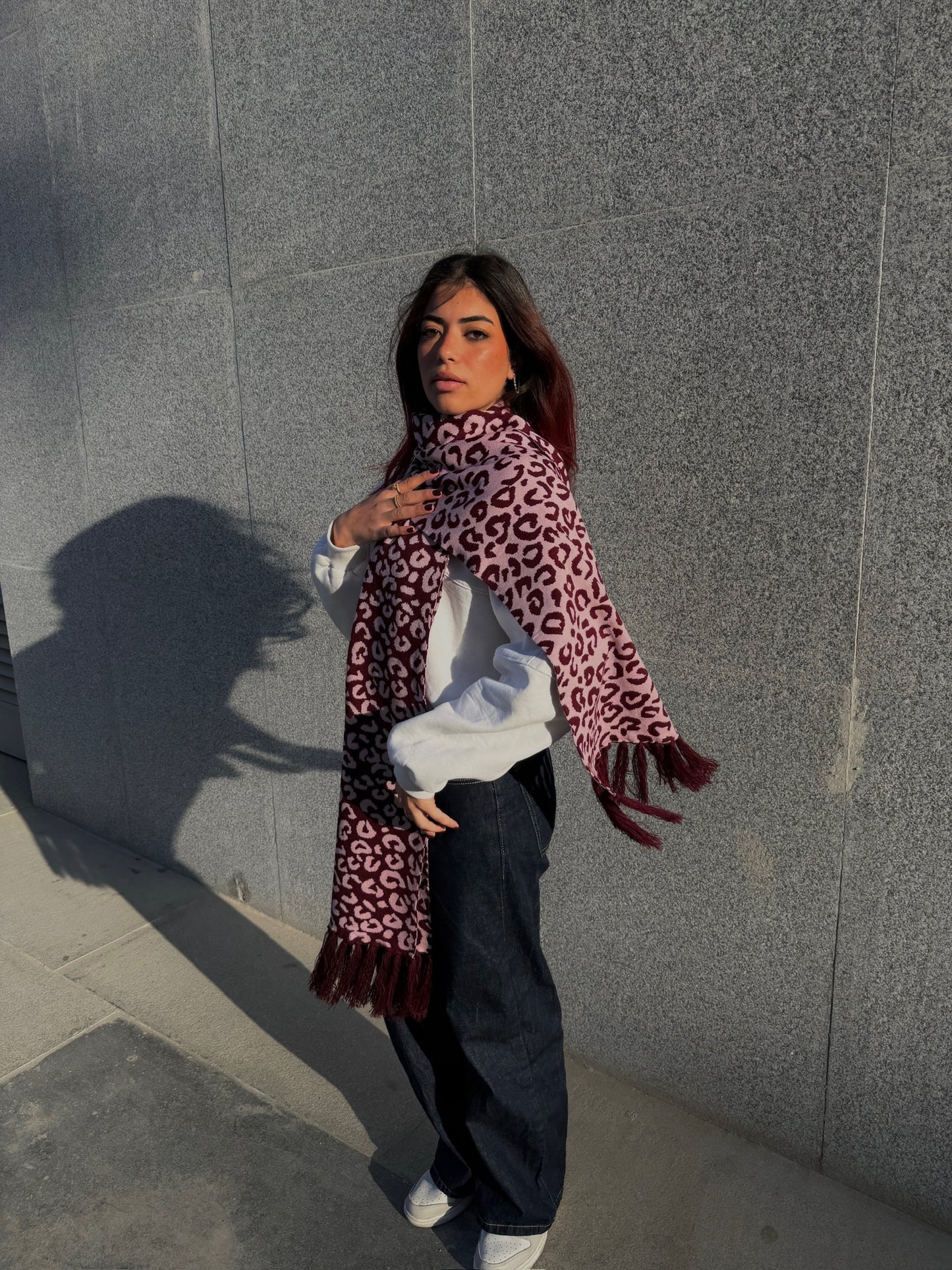 Signature Leopard Scarf in Cranberry