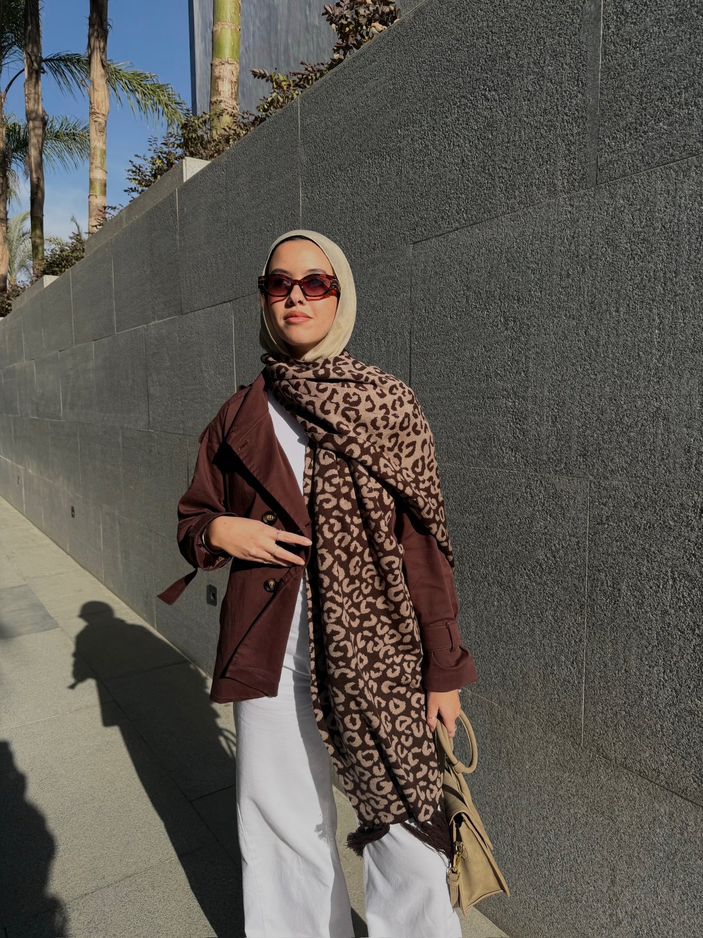 Signature Leopard Scarf in Brown