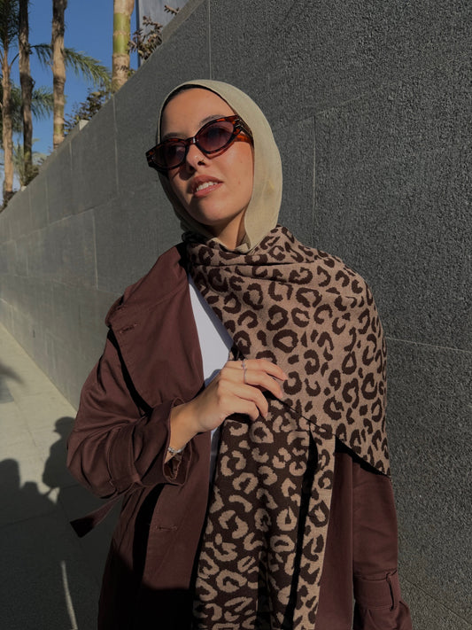 Signature Leopard Scarf in Brown